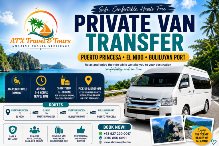 Private Van Transfer from Puerto Princesa, El Nido and Buliluyan Port